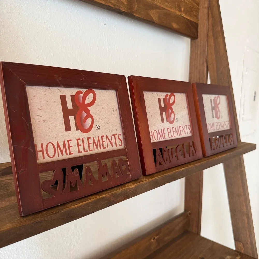 3pc Home Elements Mama Abuela Abuelo Wooden Picture Frames Family Photo Set